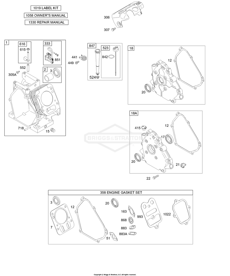 Crankcase Cover/Sump, Cylinder, Kits/Gaskets - Engine, Oil