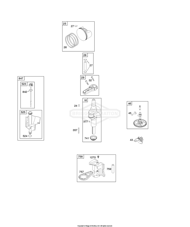 Camshaft, Crankshaft, Piston, Rings, Connecting Rod