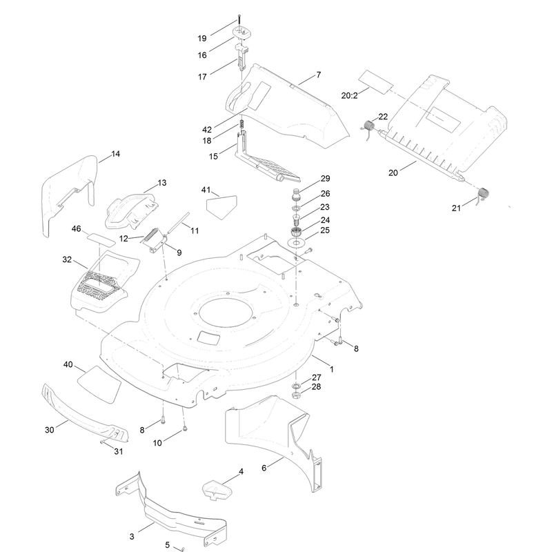 Housing and Rear Deflector Assembly