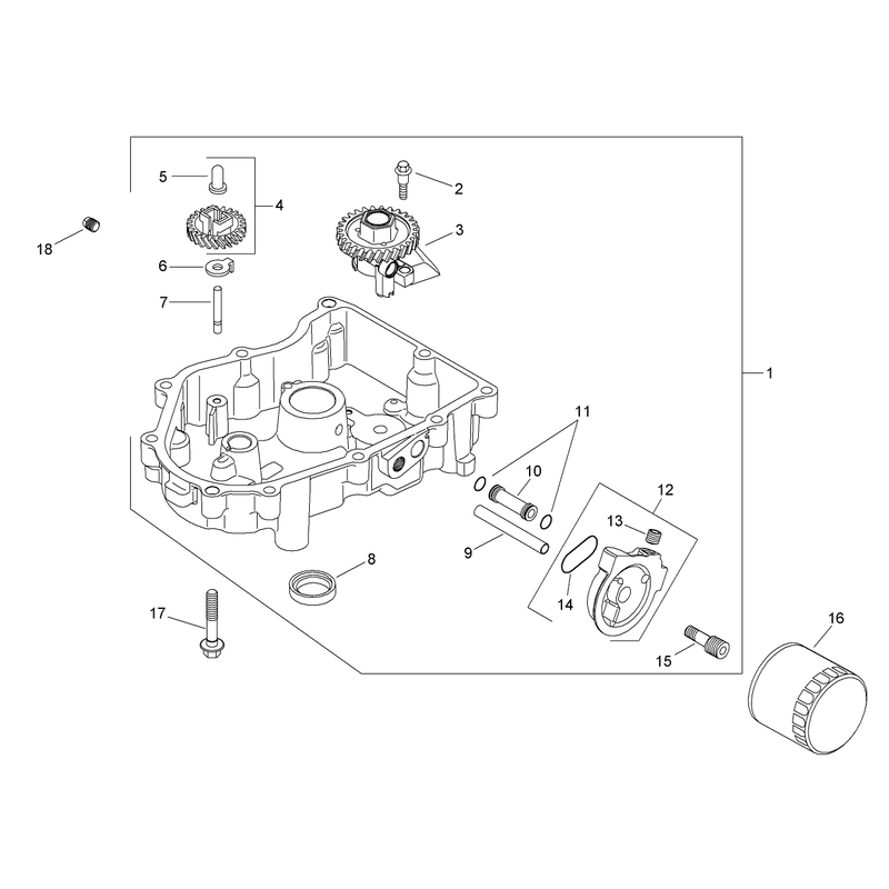 Oil Pan and Lubrication Assembly Kohler SV720-0032