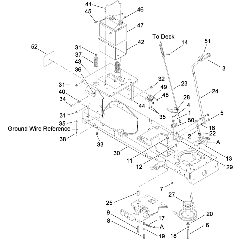 Frame Battery and PTO Engage Assembly