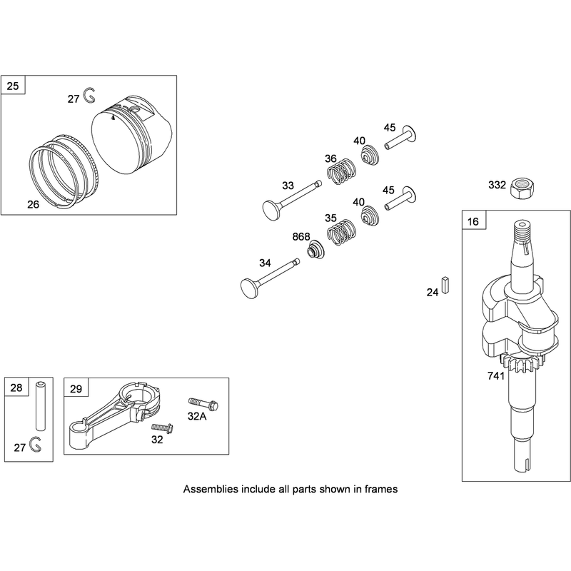 Crankshaft Piston Ring and Connecting Rod Assembly Briggs and Stratton 124T02-0203-B1