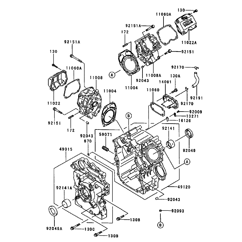 CylinderCrankcase Assembly Kawasaki FD750D-AS03