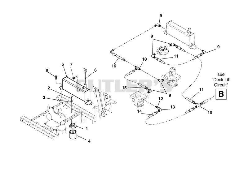Hydraulic Tank, Filter And Pump To Tank Circuit