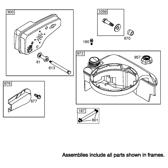 Muffler and Fuel Tank Assembly Briggs and Stratton 125K05-0186-E1