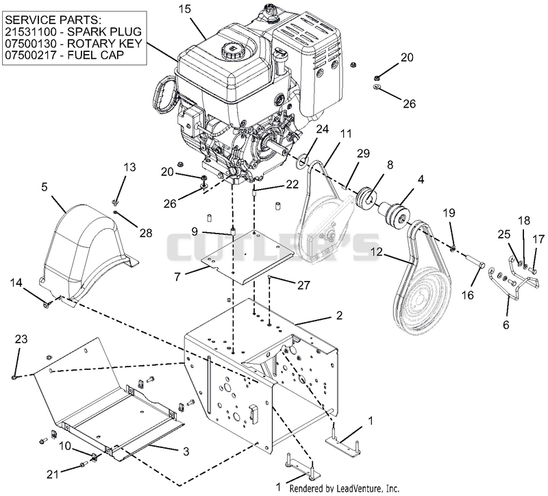 Engine, Frame And Belt Drive - Track