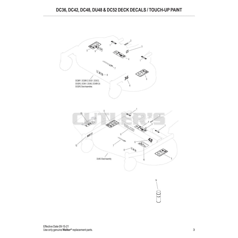 DC36-DC42-DC48-DU48-DC52 Deck Decals Touch Up Paint