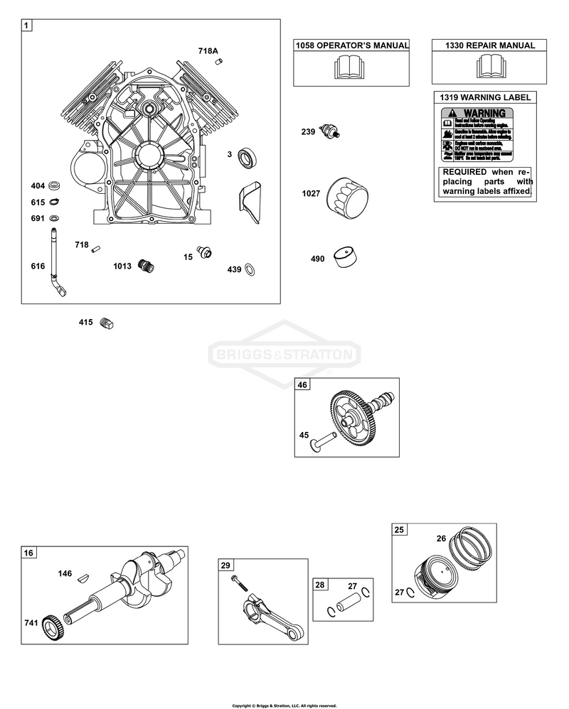 Camshaft, Cylinder, Crankshaft, Pistons/Rings/Connecting Rods