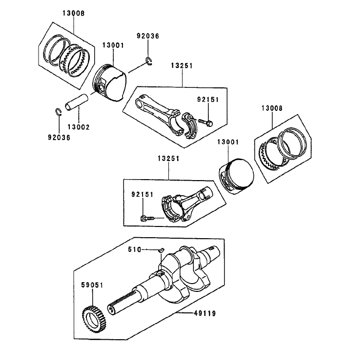 PistonCrankshaft Kawasaki FD750D-AS03