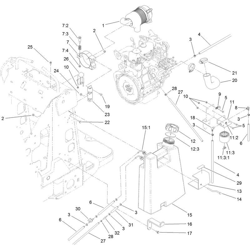 Fuel Tank and Air Filter Assembly