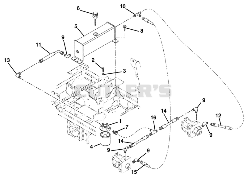 Hydraulic Tank, Filter And Pump To Tank Circuit