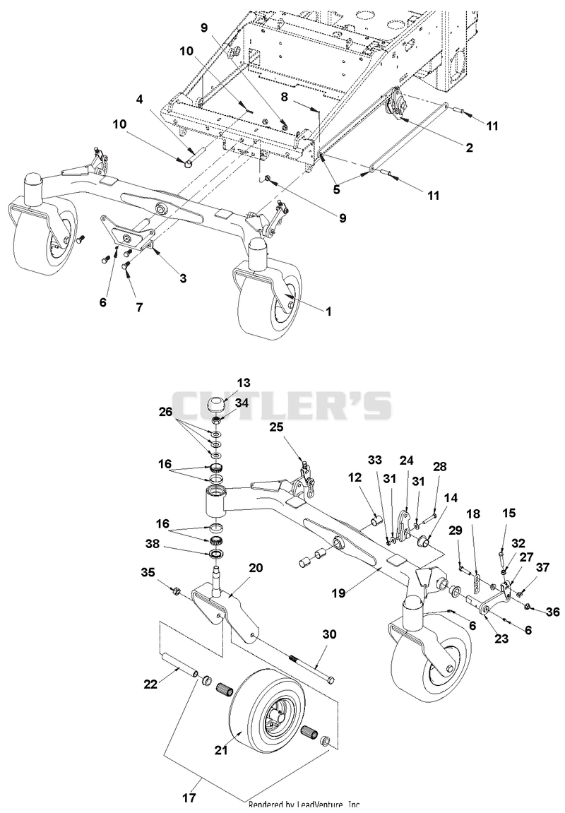 Front Axle, Casters and Wheels