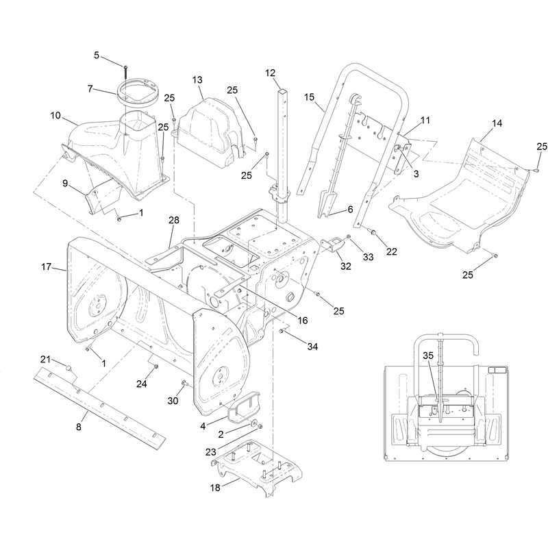 Main Frame and Auger Housing Assembly