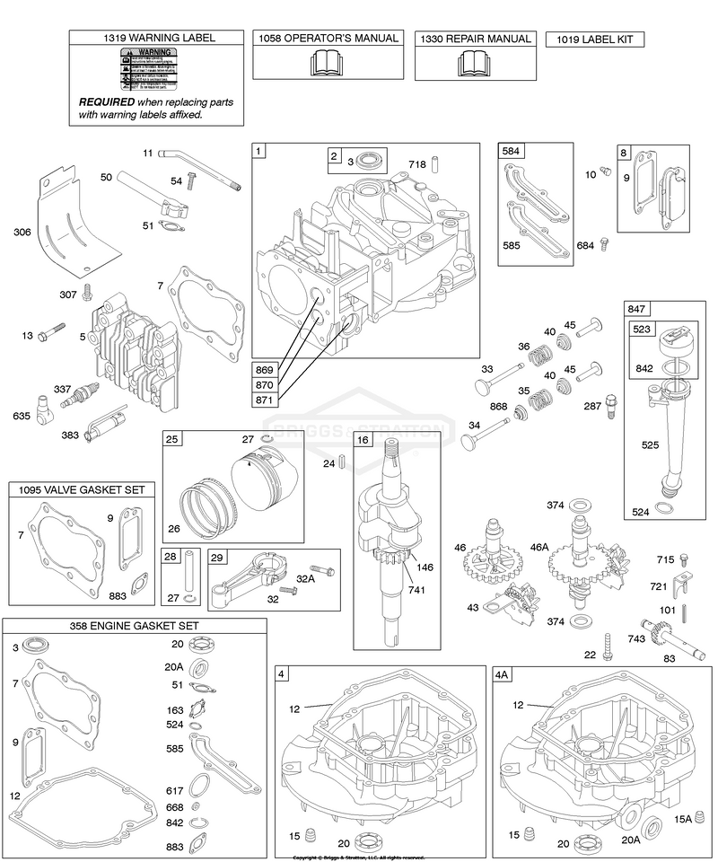 Cams, Crankshaft, Cylinder, Engine Sump, Kit/Gaskets, Lubrication, Piston Group, Valves