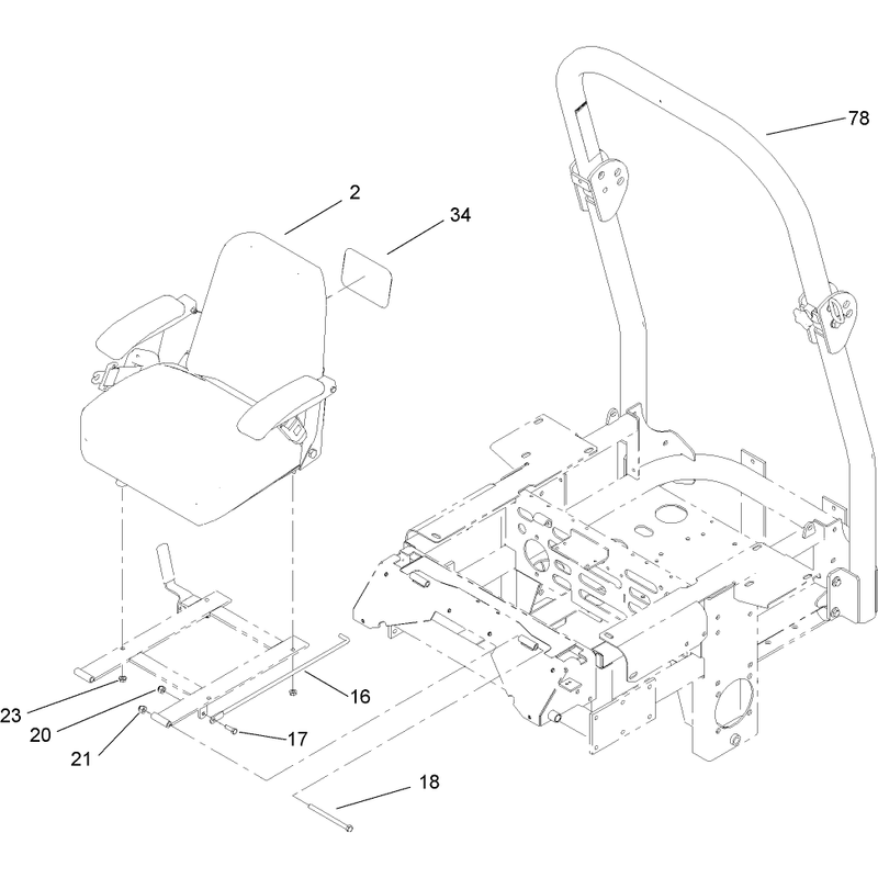 Seat and Roll Over Protection System Assembly