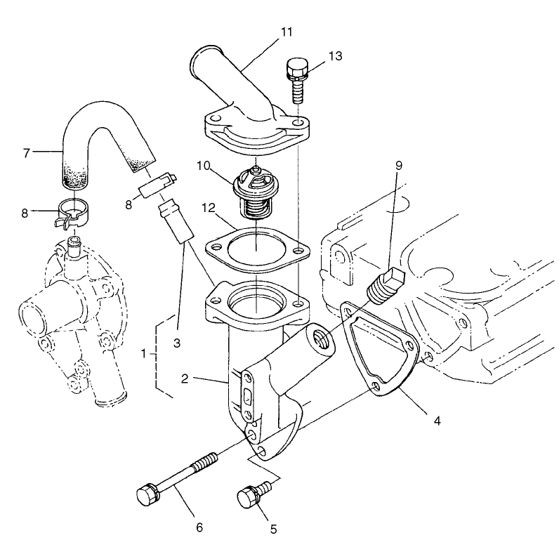 Water Flange and Thermostat Assembly
