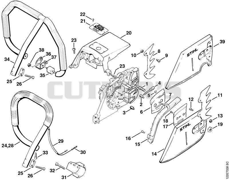 Chain sprocket cover, Handlebar