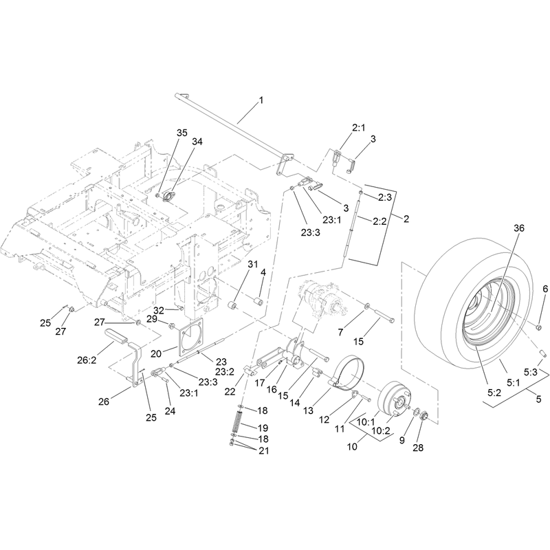 Main Frame and Rear Wheel Assembly