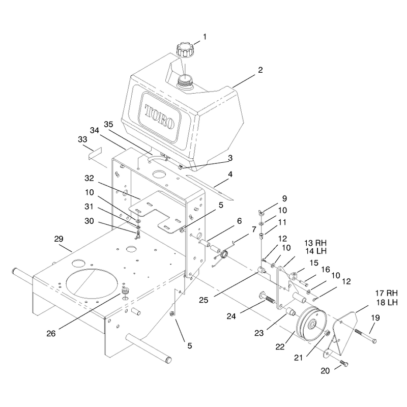 Fuel Tank and Idler Bracket Asm