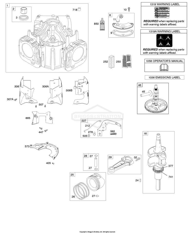 Cylinder, Crankshaft, Camshaft, Air Guides, Piston, Rings, Connectiong Rod