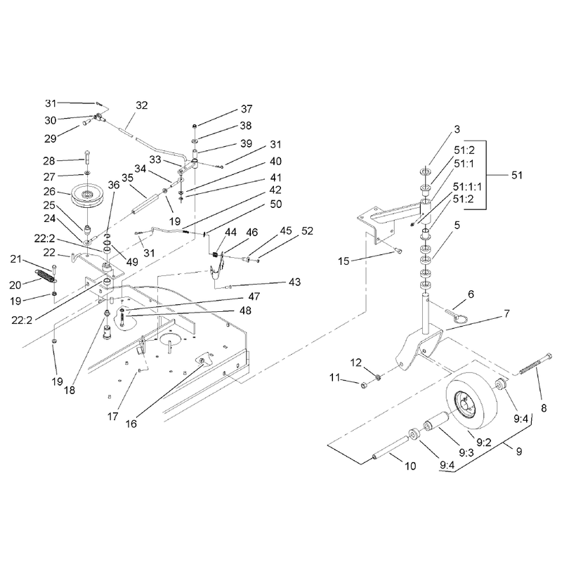 Front Caster and Blade Brake Assembly