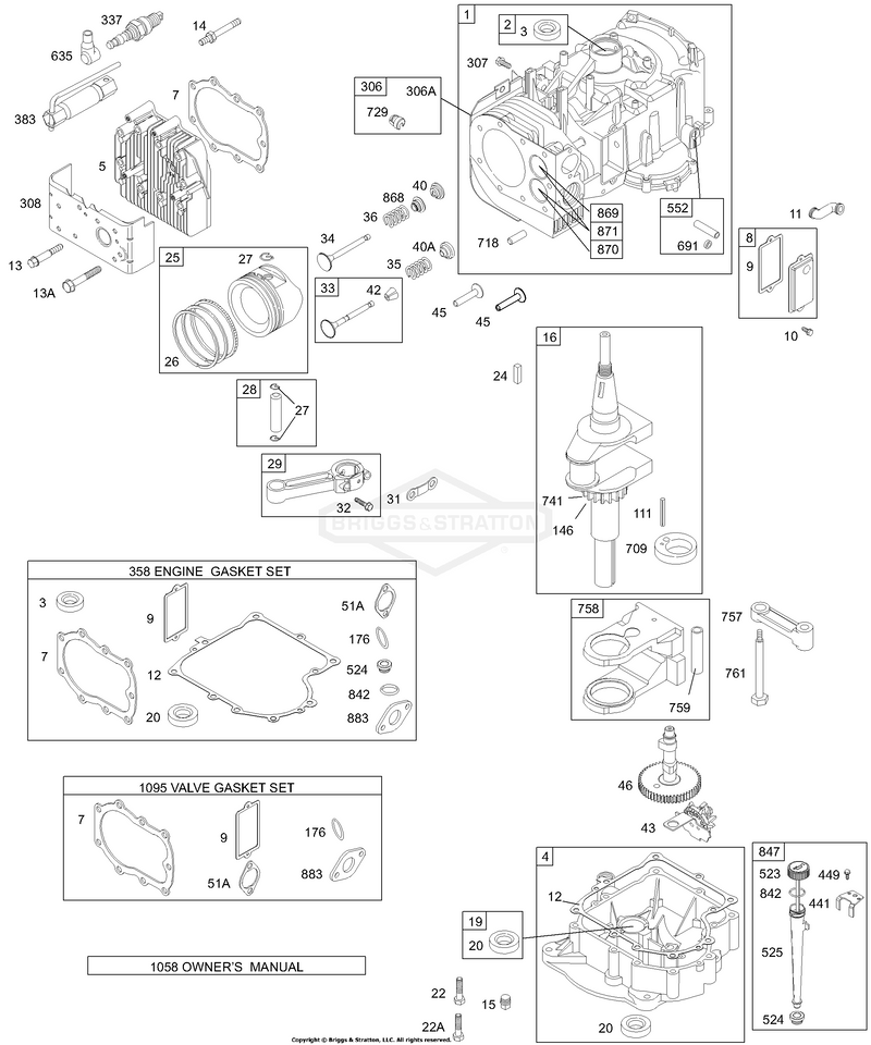 Cylinder, Head, Piston/Rings, Crankshaft, Gaskets, Sump, Counterweight