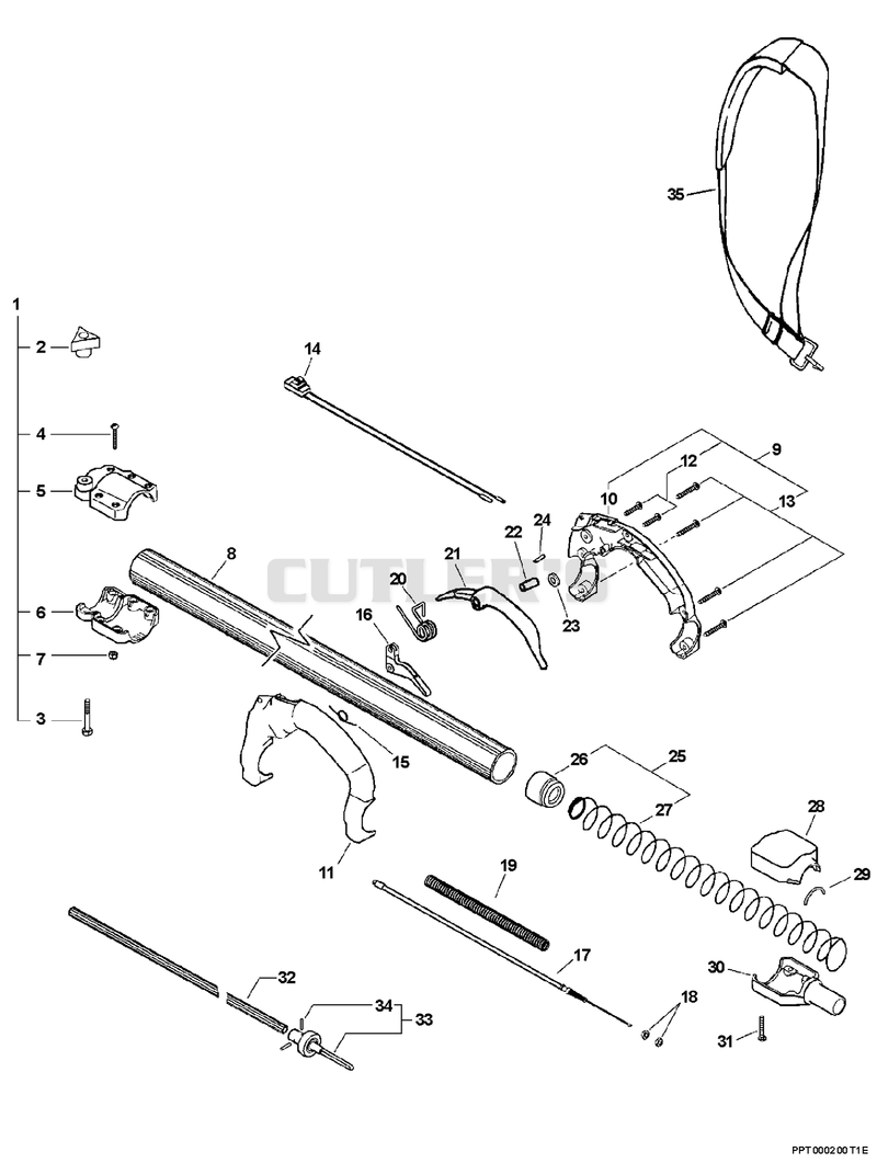 Handle, Ignition Switch, Throttle Cable, Driveshaft S/N: 505900 - 999999