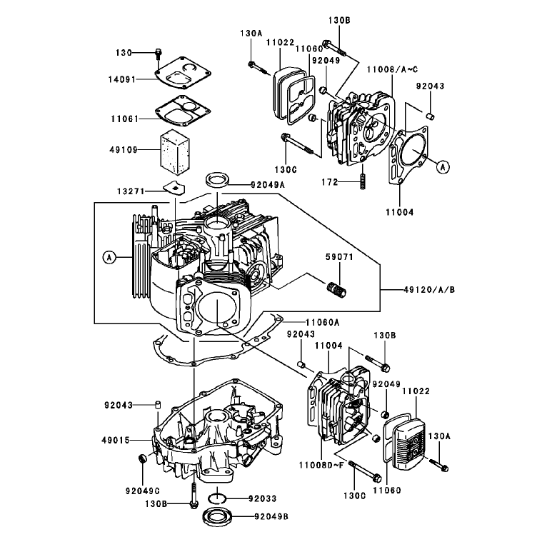 CylinderCrankcase Assembly Kawasaki FH451V-BS04