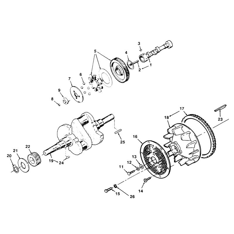 Crankshaft Camshaft and Flywheel