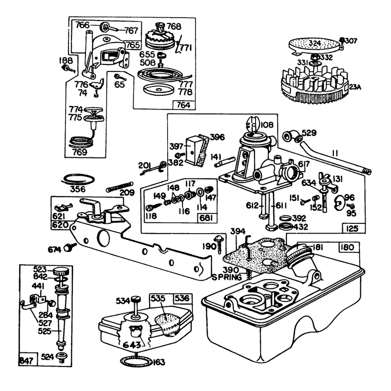 Carburetor Assembly Briggs and Stratton Model No 92908-2055-01