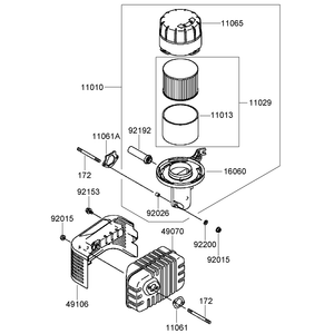 Air Filter and Muffler Assembly Kawasaki FJ180V-AS30
