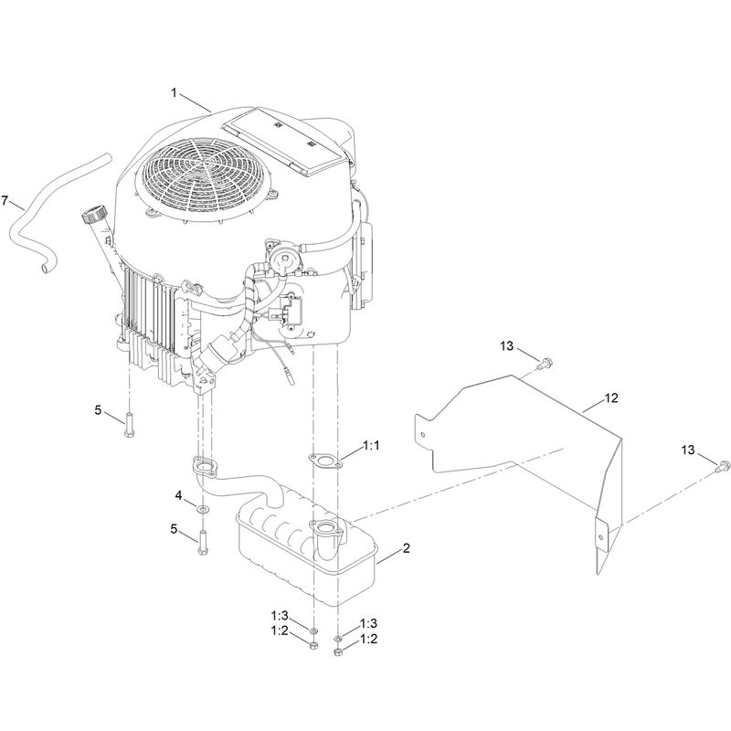 Engine and Muffler Assembly