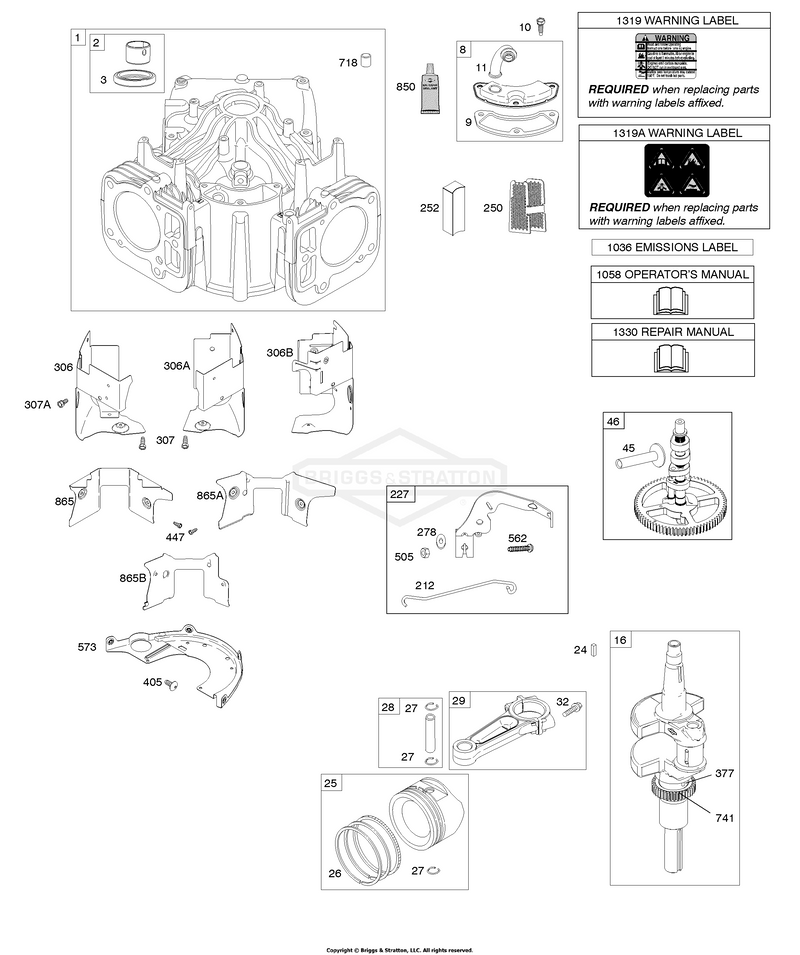 Cylinder, Crankshaft, Camshaft, Air Guides, Piston/Rings/Connecting Rod