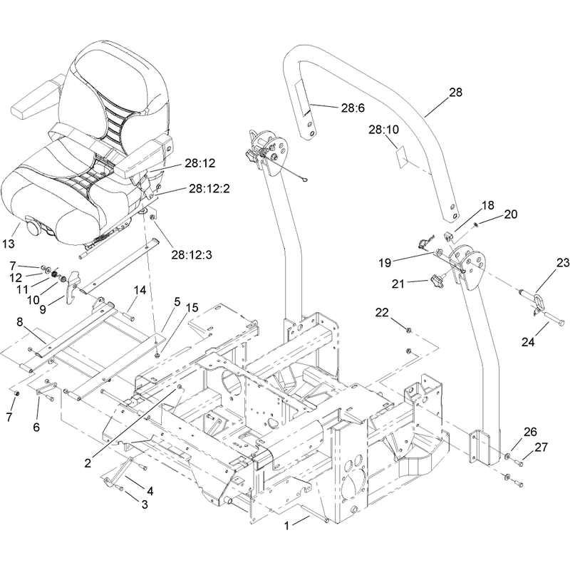 Seat and Roll Over Protection System Assembly