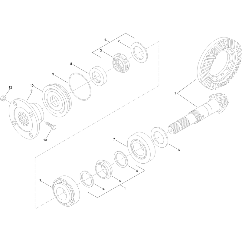 Bevel Gear Set Assembly  Axle Assembly No. AU106863