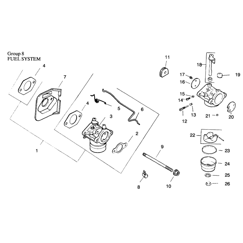 Fuel System Engine Kohler Model No Cv125t-1254