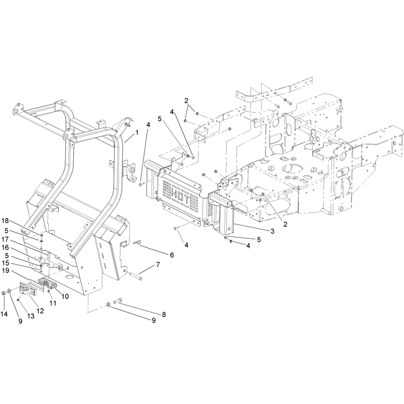 Hopper Frame and Bagger Mount Frame Assembly