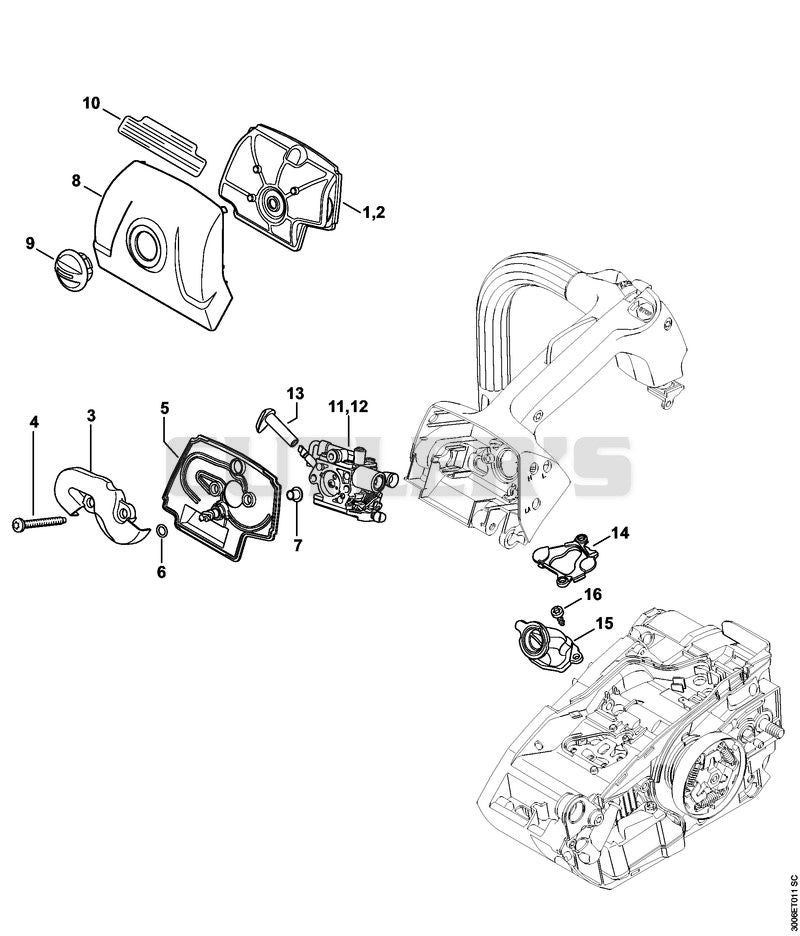 Air filter, Carburetor box cover