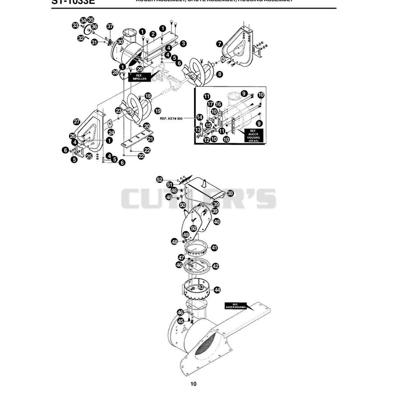 AUGER ASSEMBLY, CHUTE ASSEMBLY, HOUSING ASSEMBLY