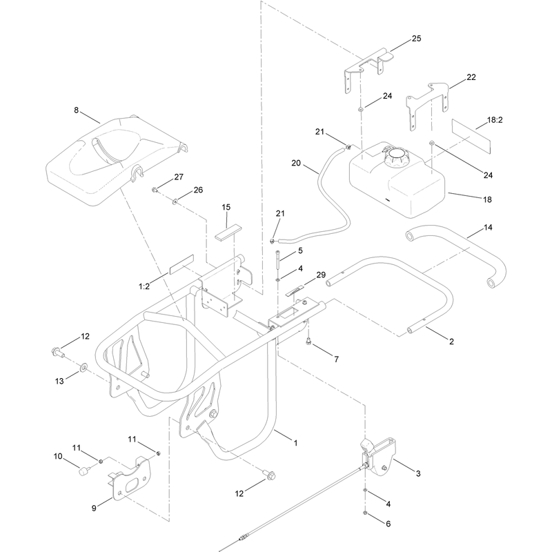 Frame Handle and Fuel Tank Assembly