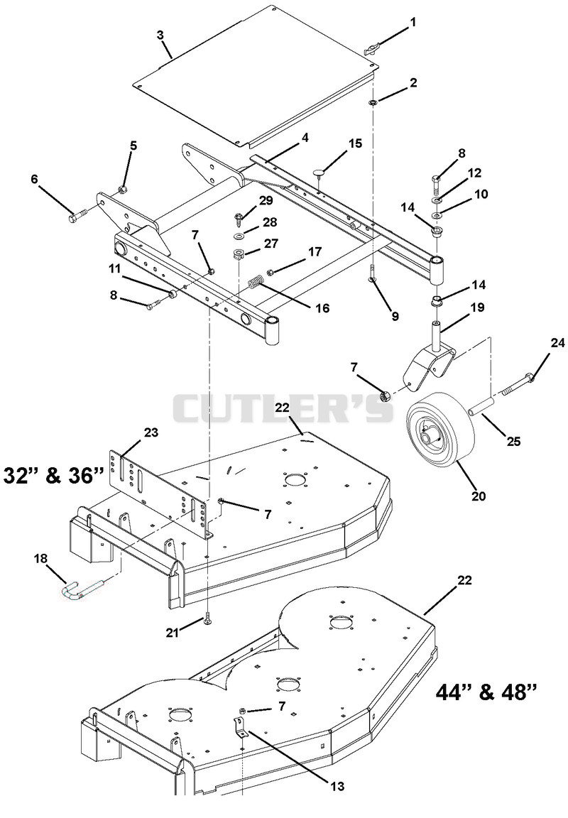 32", 36", 44" And 48" Fixed Deck And Mower Frame
