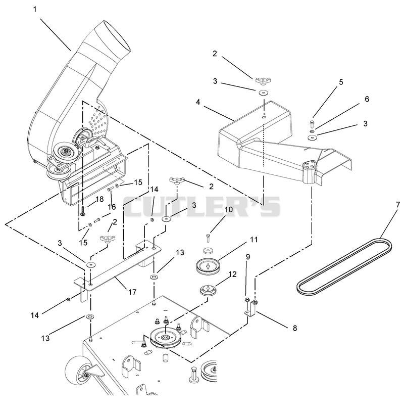 Blower Assembly To Mower Deck - 48 & 54 Inch Decks