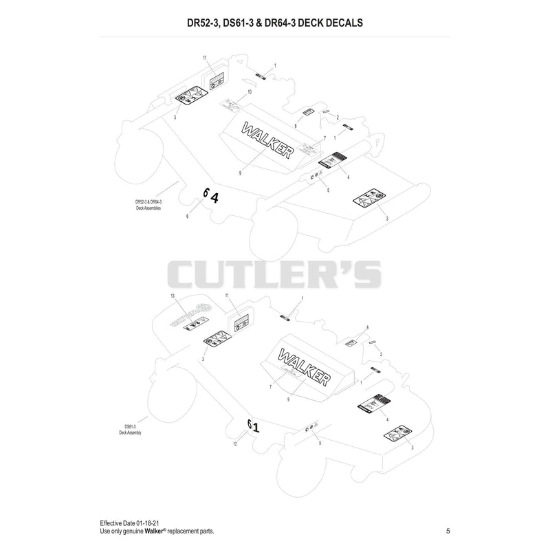 DR52-3, DS61-3 & DR64-3 DECK DECALS