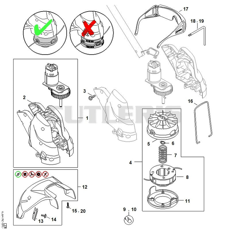 Electric motor, Cutting head from Serial number 9xxxxxxxx