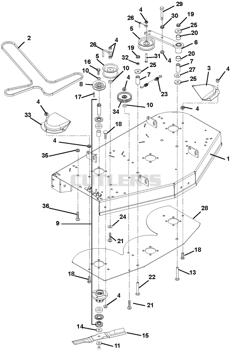 40" Mower Deck, Belt, Idlers And Blades