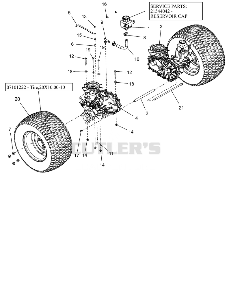 Rear Tires and Transaxles - 52"