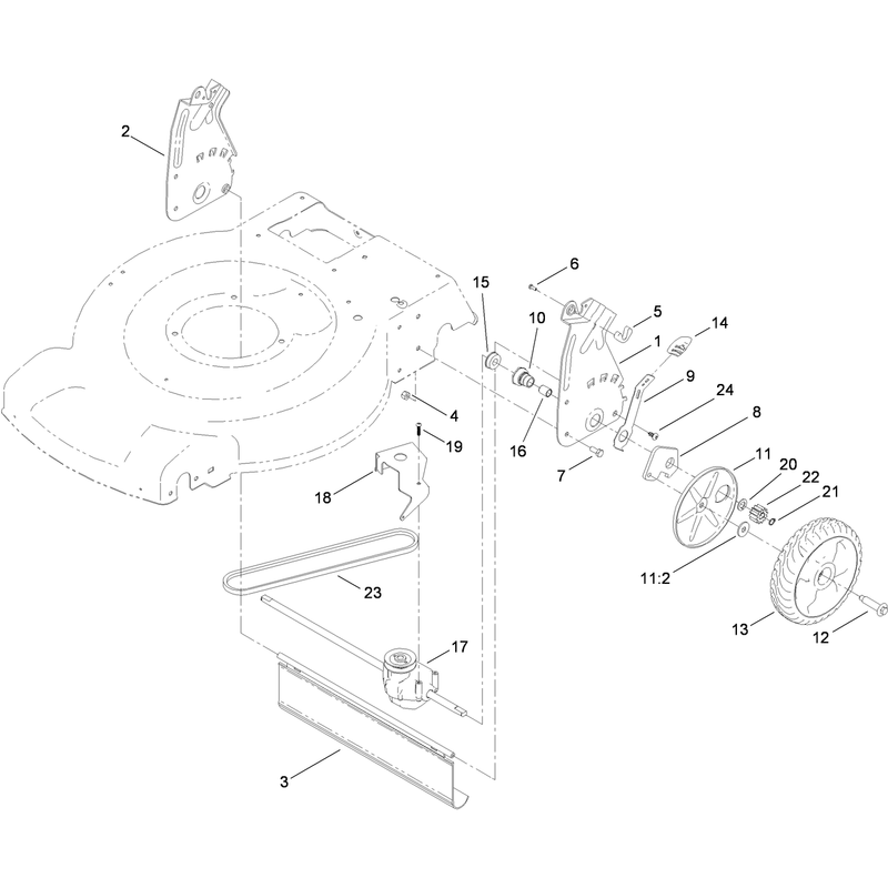 Transmission Rear Wheel and Height of Cut Assembly