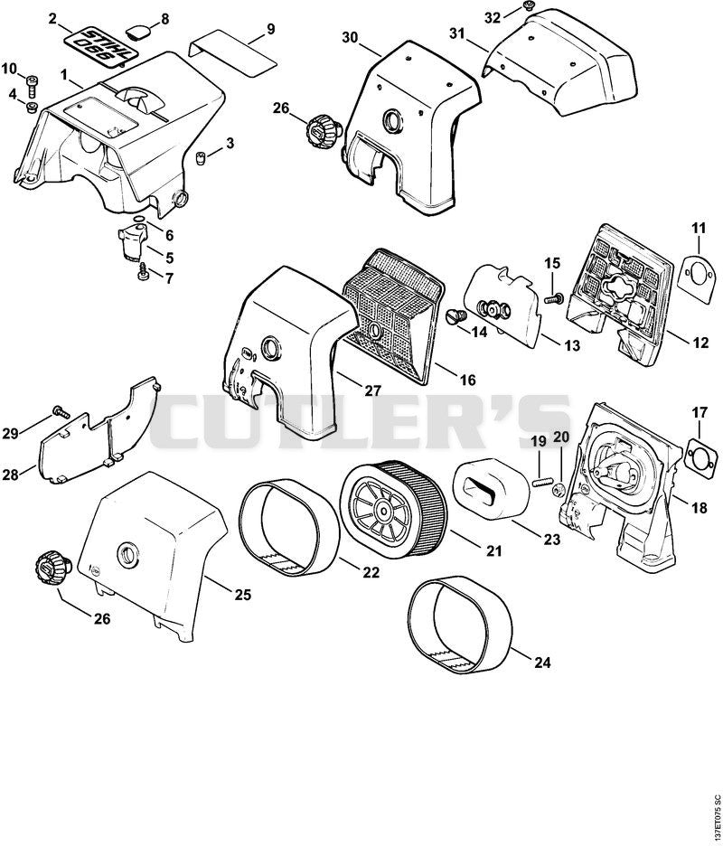 Shroud, Air filter ⇥ X 39 176 185 (01.98)