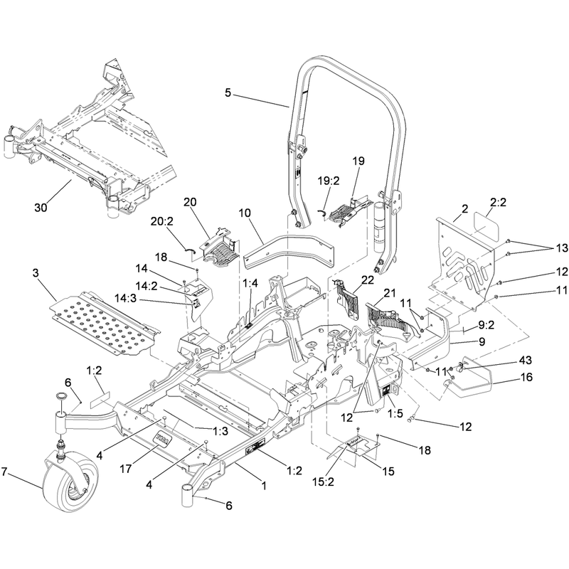 Front Frame, Caster Wheel and Z Stand Assembly