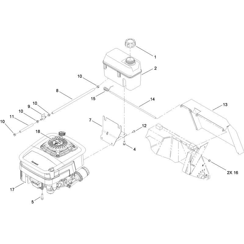 Engine and Fuel Tank Assembly